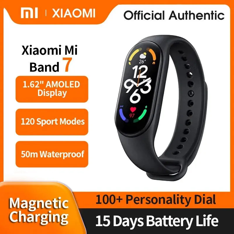 Xiaomi Mi Band 7 | Monitorador de Oxigênio | Tela Touch 1.62" AMOLED | À Prova D'água | 120 Modos Fitness