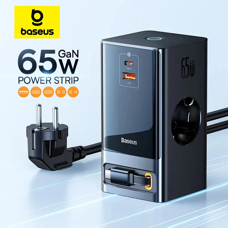 Baseus 65W Power Strip | USB C | Tomada inteligente | Carregamento Rápido